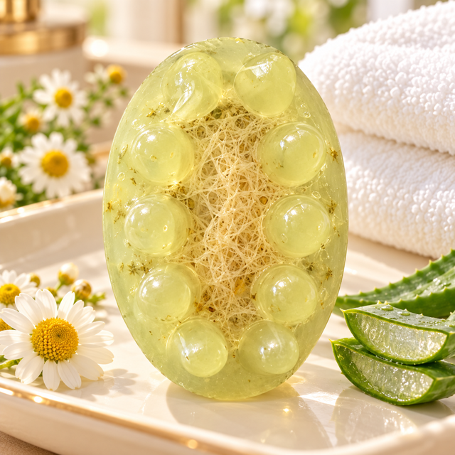 Chamomile + Aloe Vera Massage Loofah Soap