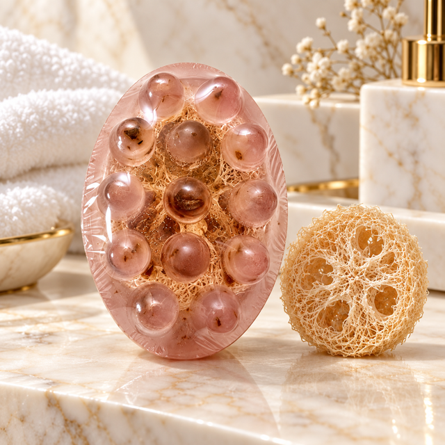 Rose Geranium + Aloe Vera Massage Loofah Soap – 100 g